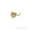 CZ HEART RIBBON 316L SURGICAL STEEL L-SHAPE NOSE RING